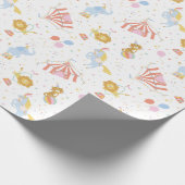 Schattige Circus met tenten en dieren op wit Cadeaupapier (Hoek)