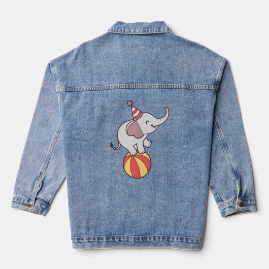 Schattige Circus Olifant op Bal – Verjaardagsfeest Denim Jacket (Achterkant)