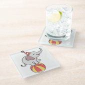 Schattige Circus Olifant op Bal – Verjaardagsfeest Glazen Onderzetter (Schuin)