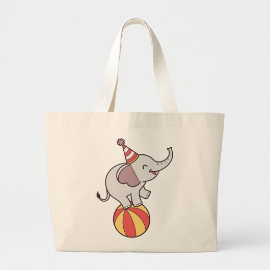 Schattige Circus Olifant op Bal – Verjaardagsfeest Grote Tote Bag (Voorkant)