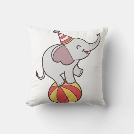 Schattige Circus Olifant op Bal – Verjaardagsfeest Kussen