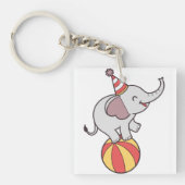 Schattige Circus Olifant op Bal – Verjaardagsfeest Sleutelhanger (voorkant)