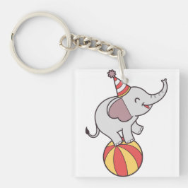 Schattige Circus Olifant op Bal – Verjaardagsfeest Sleutelhanger