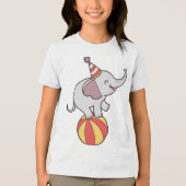 Schattige Circus Olifant op Bal – Verjaardagsfeest Tri-Blend Shirt (Voorkant)