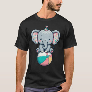 Schattige circus olifant op een strandbal t-shirt