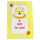 Schattige Circus Verjaardagsfeest Bedankt Geel Medium Cadeauzakje (Achterkant)