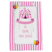 Schattige Circus Verjaardagsfeest Bedankt Pink Medium Cadeauzakje (Achterkant)