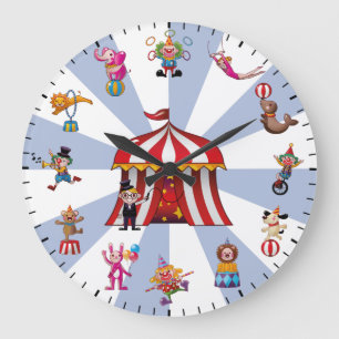 Schattige Circusclowns & Dieren Thema Grote Klok