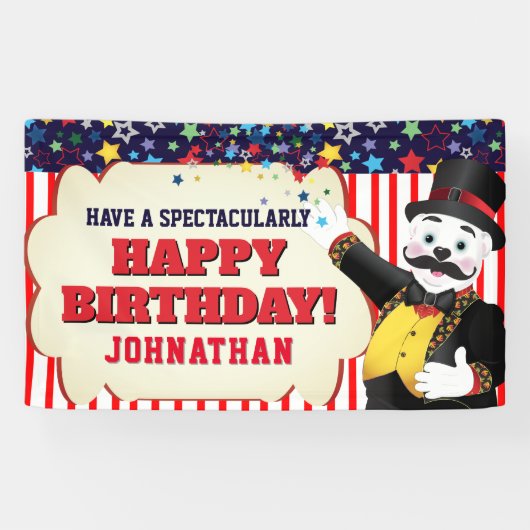 Schattige Circusdirecteur Cartoon IJsbeer Spandoek (Horizontaal)
