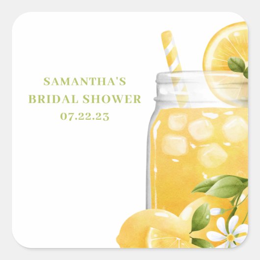 Schattige citroen citrus limonade bruidsdouche  vierkante sticker (Voorkant)