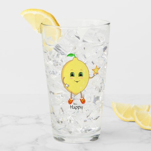 Schattige citroen met een ster glas (Voorkant ijs)