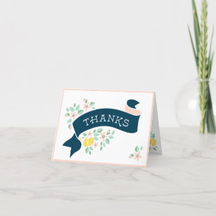 Schattige Citroengeel Botanisch Baby shower Bedankkaart