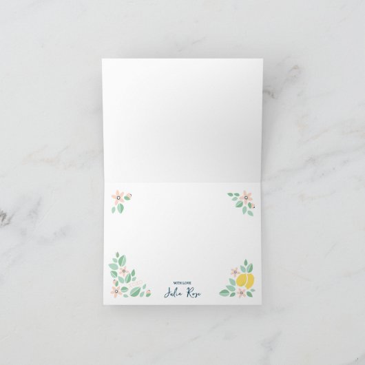 Schattige Citroengeel Botanisch Baby shower Bedankkaart (Binnen)