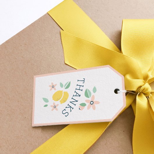 Schattige Citroengeel Botanisch Baby shower Cadeaulabel