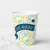 Schattige Citroengeel Botanisch Baby shower Papieren Bekers (Achterkant)