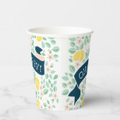 Schattige Citroengeel Botanisch Baby shower Papieren Bekers (Rechts)
