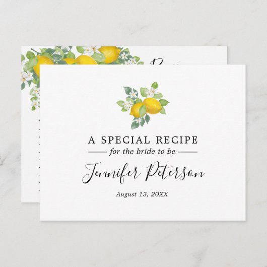 Schattige Citrus Lemon Theme Vrijgezellenfeest Rec Briefkaart (Voorkant / Achterkant)