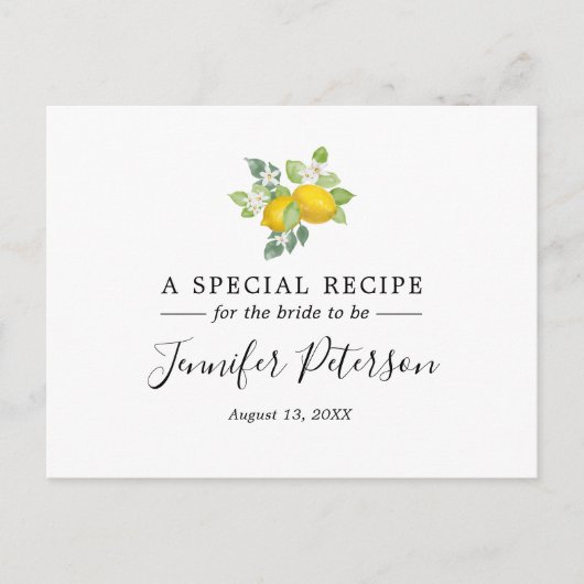 Schattige Citrus Lemon Theme Vrijgezellenfeest Rec Briefkaart (Voorkant)