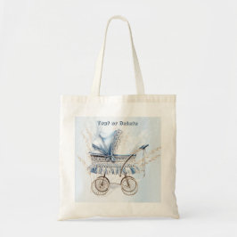 Schattige Classic Baby kinderwagen Blauw Bloemen M Tote Bag