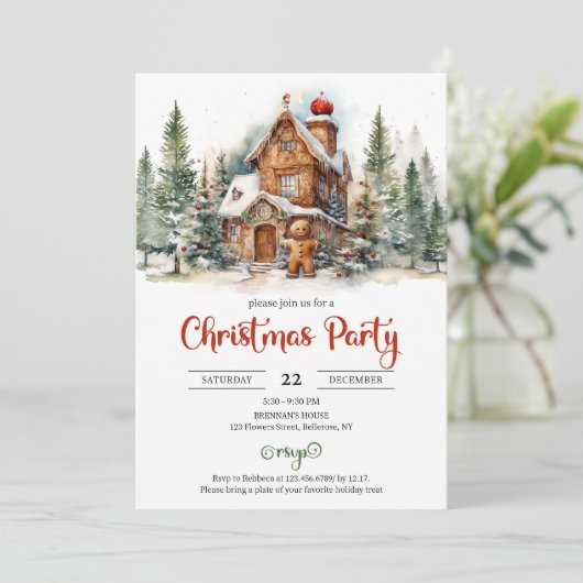 Schattige Classic peperkoek huis decoratie feest Kaart (Staand voorkant)