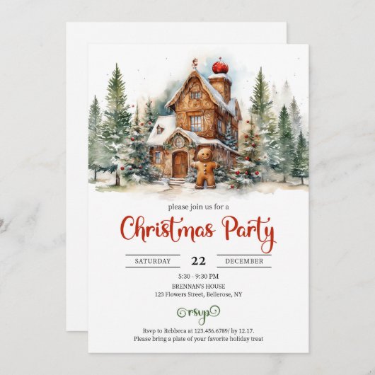 Schattige Classic peperkoek huis decoratie feest Kaart (Voorkant / Achterkant)