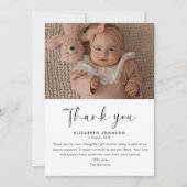 Schattige & Classy Script Baby shower Dank u Foto Bedankkaart (Voorkant)