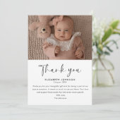 Schattige & Classy Script Baby shower Dank u Foto Bedankkaart (Staand voorkant)