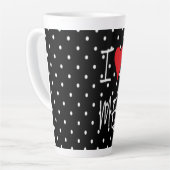 Schattige Classy zwart wit polka dot rood hart lie Latte Mok (Linkerhoek)