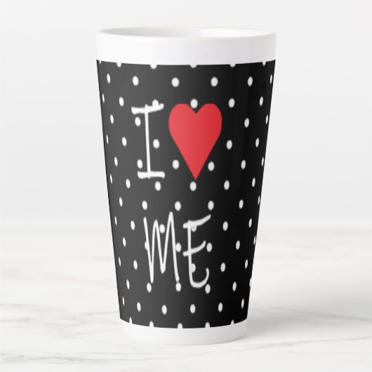 Schattige Classy zwart wit polka dot rood hart lie Latte Mok (Voorkant)