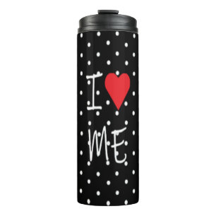 Schattige Classy zwart wit polka dot rood hart lie Thermosbeker