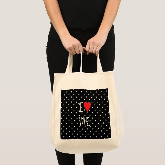 Schattige Classy zwart wit polka dot rood hart lie Tote Bag (Voorkant (product))