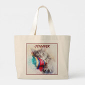Schattige close-up Cat Afbeelding bevestigen Grote Tote Bag (Achterkant)