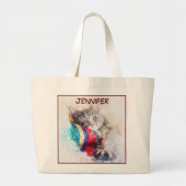 Schattige close-up Cat Afbeelding bevestigen Grote Tote Bag (Voorkant)