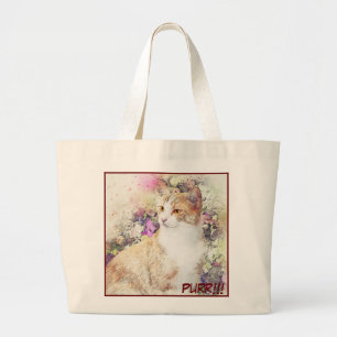 Schattige close-up Cat Afbeelding bevestigen Grote Tote Bag