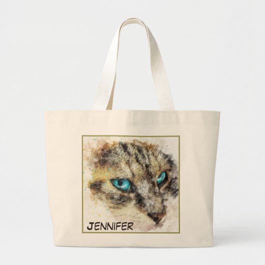 Schattige close-up Cat Afbeelding bevestigen Grote Tote Bag (Voorkant)