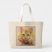 Schattige close-up Cat Afbeelding bevestigen Grote Tote Bag (Achterkant)