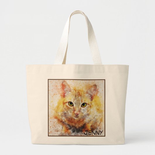 Schattige close-up Cat Afbeelding bevestigen Grote Tote Bag (Voorkant)