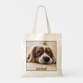 Schattige close-up Dog Print bevestigen Tote Bag (Achterkant)