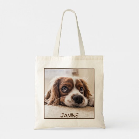 Schattige close-up Dog Print bevestigen Tote Bag (Achterkant)