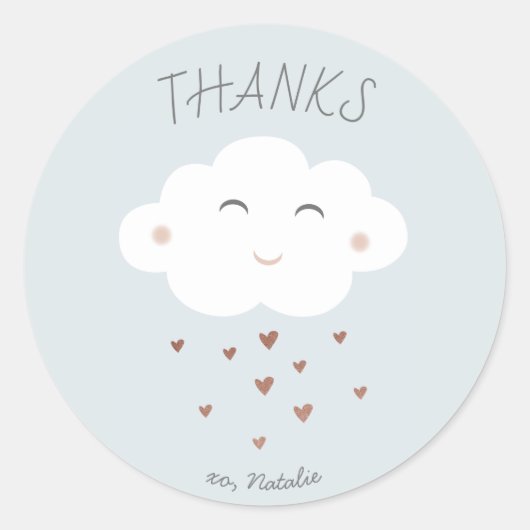 Schattige cloud baby shower dank u sticker (Voorkant)
