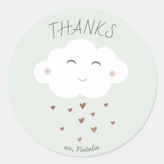 Schattige cloud baby shower dank u sticker (Voorkant)