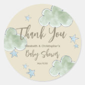 Schattige Clouds Moon Stars Baby shower Neutral Bo Ronde Sticker (Voorkant)
