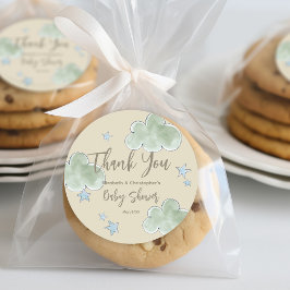 Schattige Clouds Moon Stars Baby shower Neutral Bo Ronde Sticker