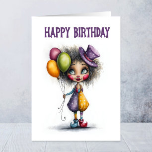 Schattige clown met ballonnen verjaardag kaart