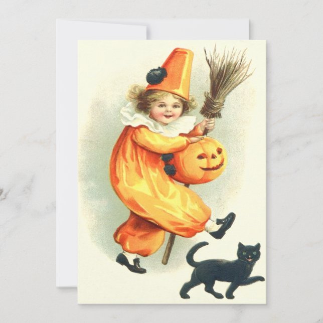 Schattige Clown Zwarte Kat Jack O Lantern (Voorkant)