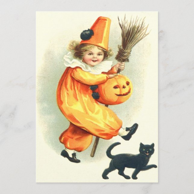 Schattige Clown Zwarte Kat Jack O Lantern (Voorkant)