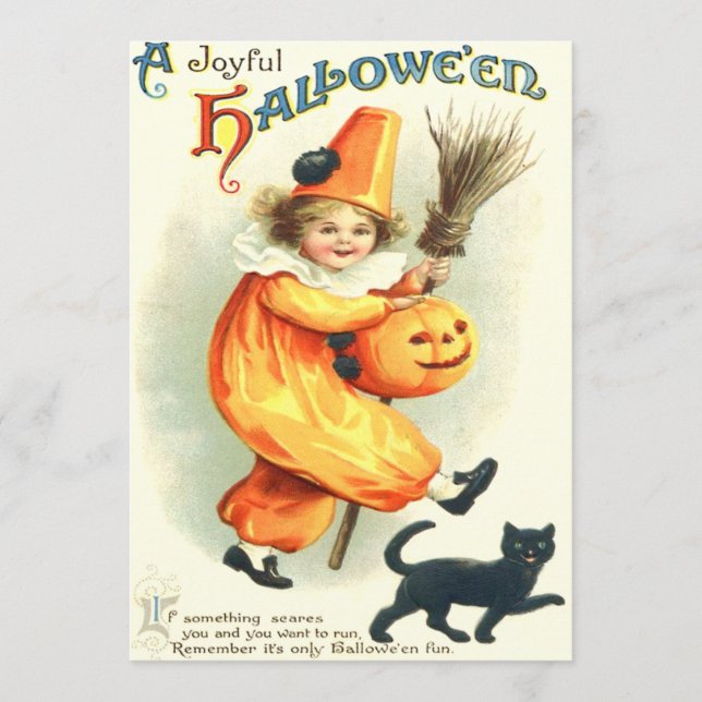 Schattige clown zwarte kat Jack O Lantern (Voorkant)