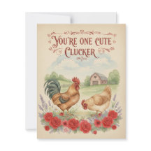 Schattige Clucker Vintage Kip Valentijnkaart