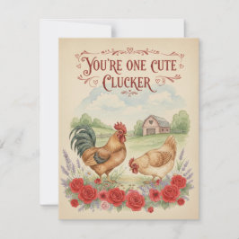 Schattige Clucker Vintage Kip Valentijnkaart Feestdagenkaart