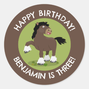 Schattige Clydesdale paard gepersonaliseerde verja Ronde Sticker